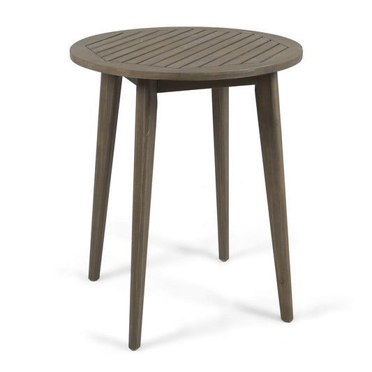 Ambre Outdoor Bistro Table | Straight Legs | Gray Acacia Wood 28"