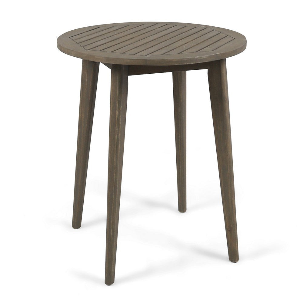 Ambre Outdoor Bistro Table | Straight Legs | Gray Acacia Wood 28"
