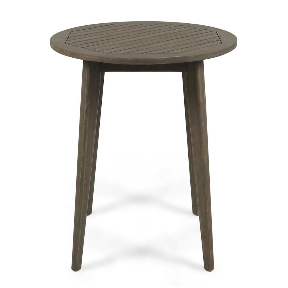 Ambre Outdoor Bistro Table | Straight Legs | Gray Acacia Wood 28"