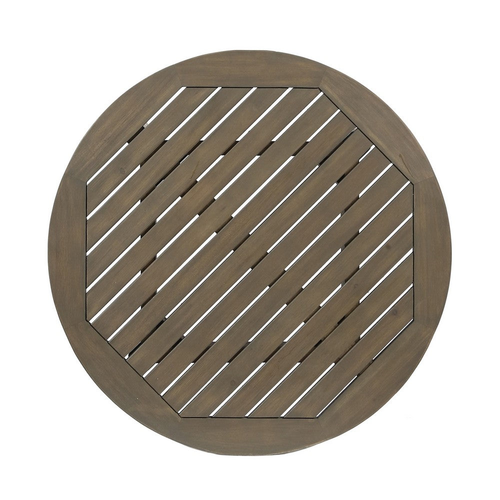 Ambre Outdoor Bistro Table | Straight Legs | Gray Acacia Wood 28"
