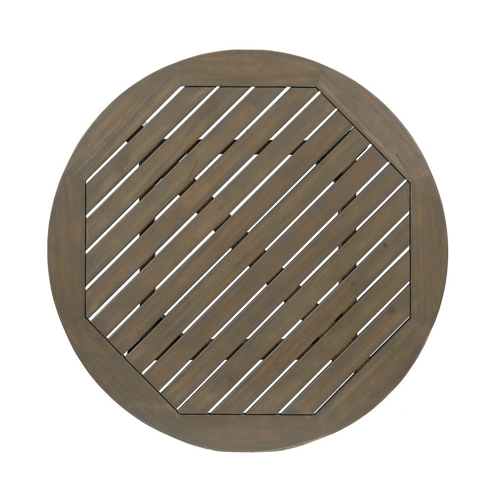 Ambre Outdoor Bistro Table | Straight Legs | Gray Acacia Wood 28’’ BM335205