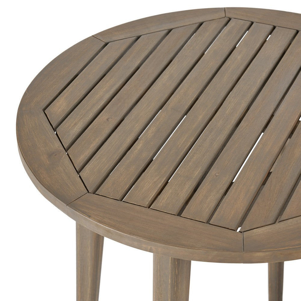 Ambre Outdoor Bistro Table | Straight Legs | Gray Acacia Wood 28"