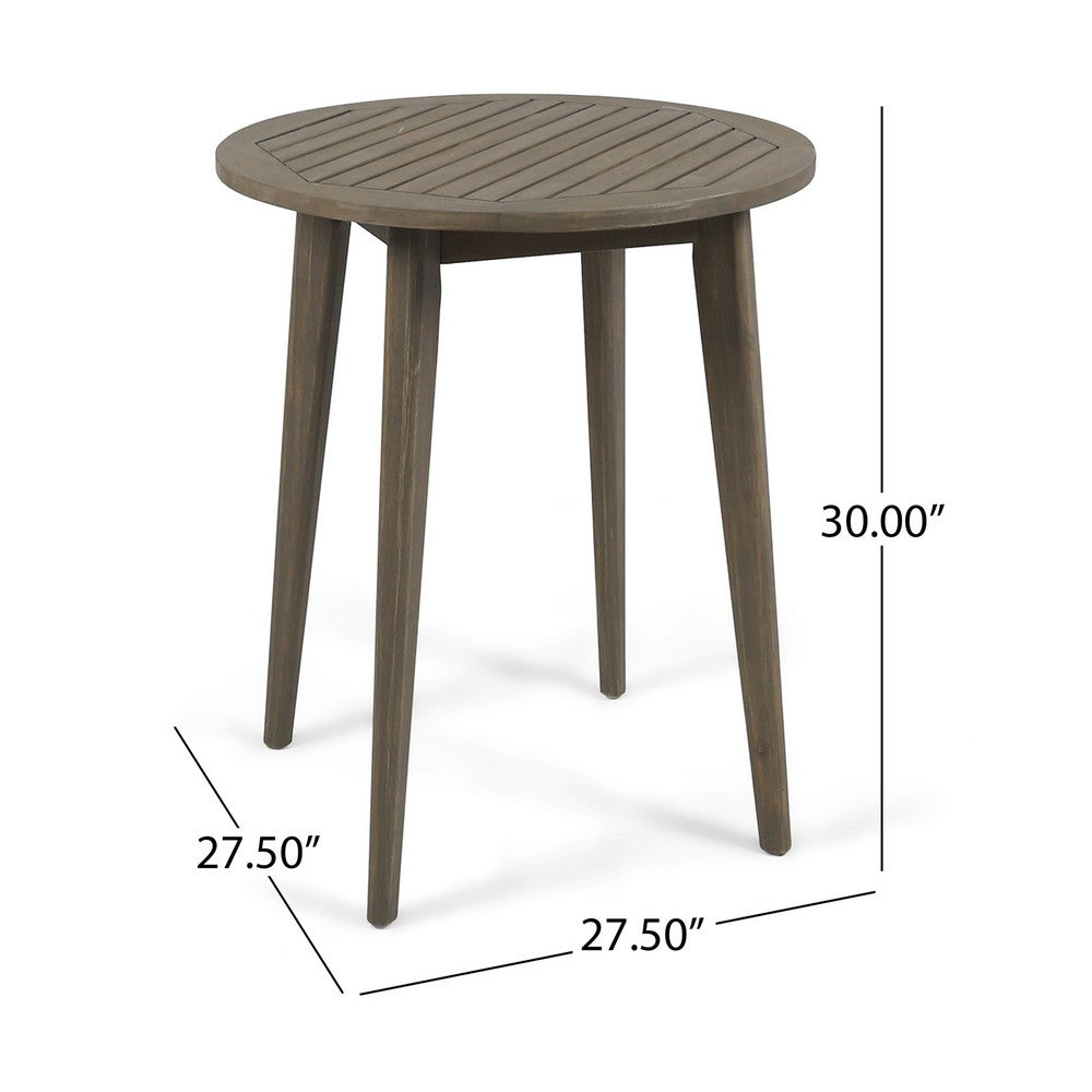 Ambre Outdoor Bistro Table | Straight Legs | Gray Acacia Wood 28"
