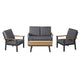 Vanie 4pc Outdoor Set with Loveseat, Chairs, and Table | Gray Olefin