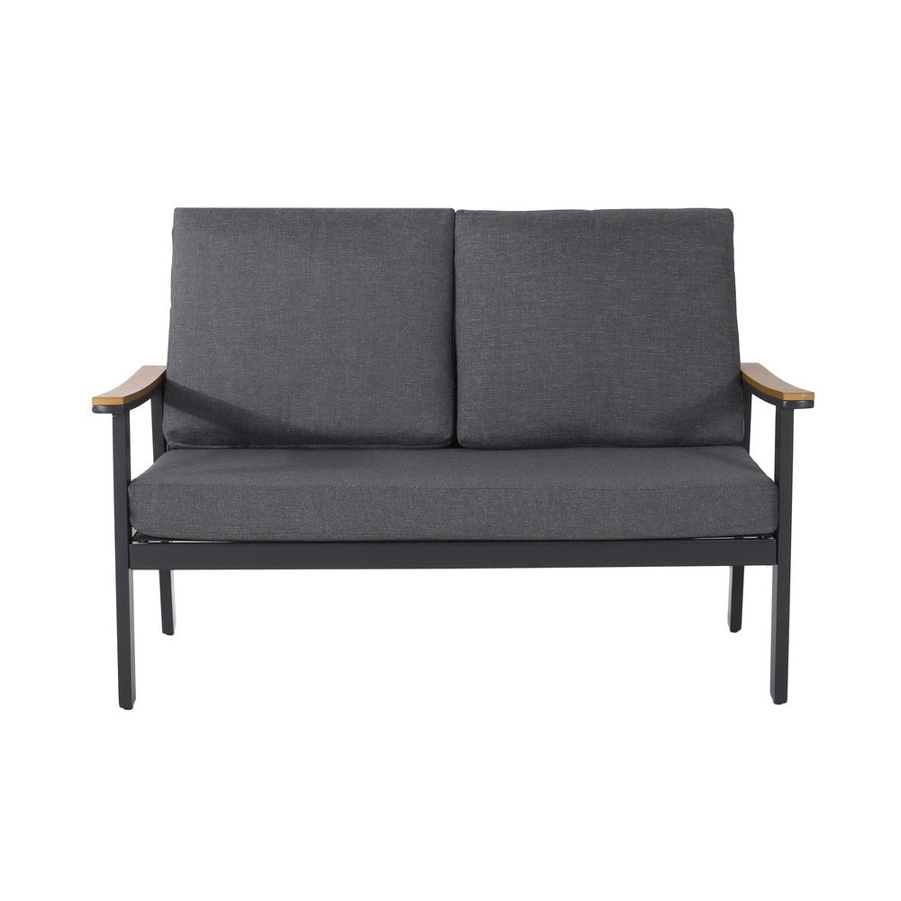 Vanie 4pc Outdoor Set with Loveseat, Chairs, and Table | Gray Olefin