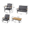 Vanie 4pc Outdoor Set with Loveseat, Chairs, and Table | Gray Olefin