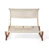 Akki Modern Sunbed with Removable Canopy | Teak Wood and Beige Fabric BM335207