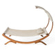 Akki Modern Sunbed with Removable Canopy | Teak Wood and Beige Fabric BM335207