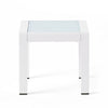 Mandy Outdoor Side Table | Opaque Glass Top | White Metal 20’’ BM335208