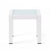 Mandy Outdoor Side Table | Opaque Glass Top | White Metal 20"