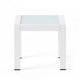 Mandy Outdoor Side Table | Opaque Glass Top | White Metal 20"