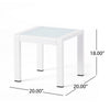 Mandy Outdoor Side Table | Opaque Glass Top | White Metal 20’’ BM335208