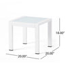 Mandy Outdoor Side Table | Opaque Glass Top | White Metal 20"