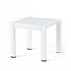 Mandy Outdoor Side Table | Opaque Glass Top | White Metal 20"