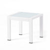 Mandy Outdoor Side Table | Opaque Glass Top | White Metal 20"