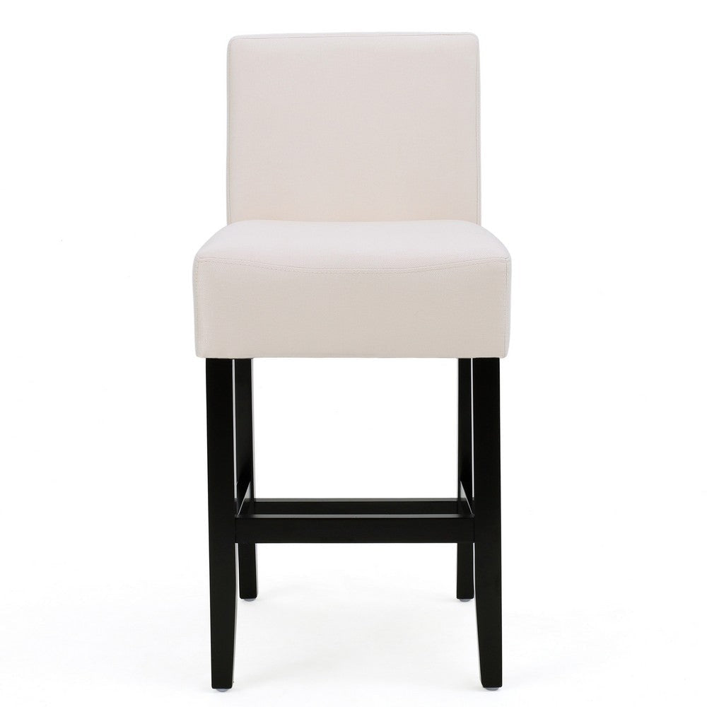 Kovey Counter Stool Chair Set of 2 | Metal Kickplate | Beige Polyester BM335210