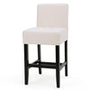 Kovey Counter Stool Chair Set of 2 | Metal Kickplate | Beige Polyester