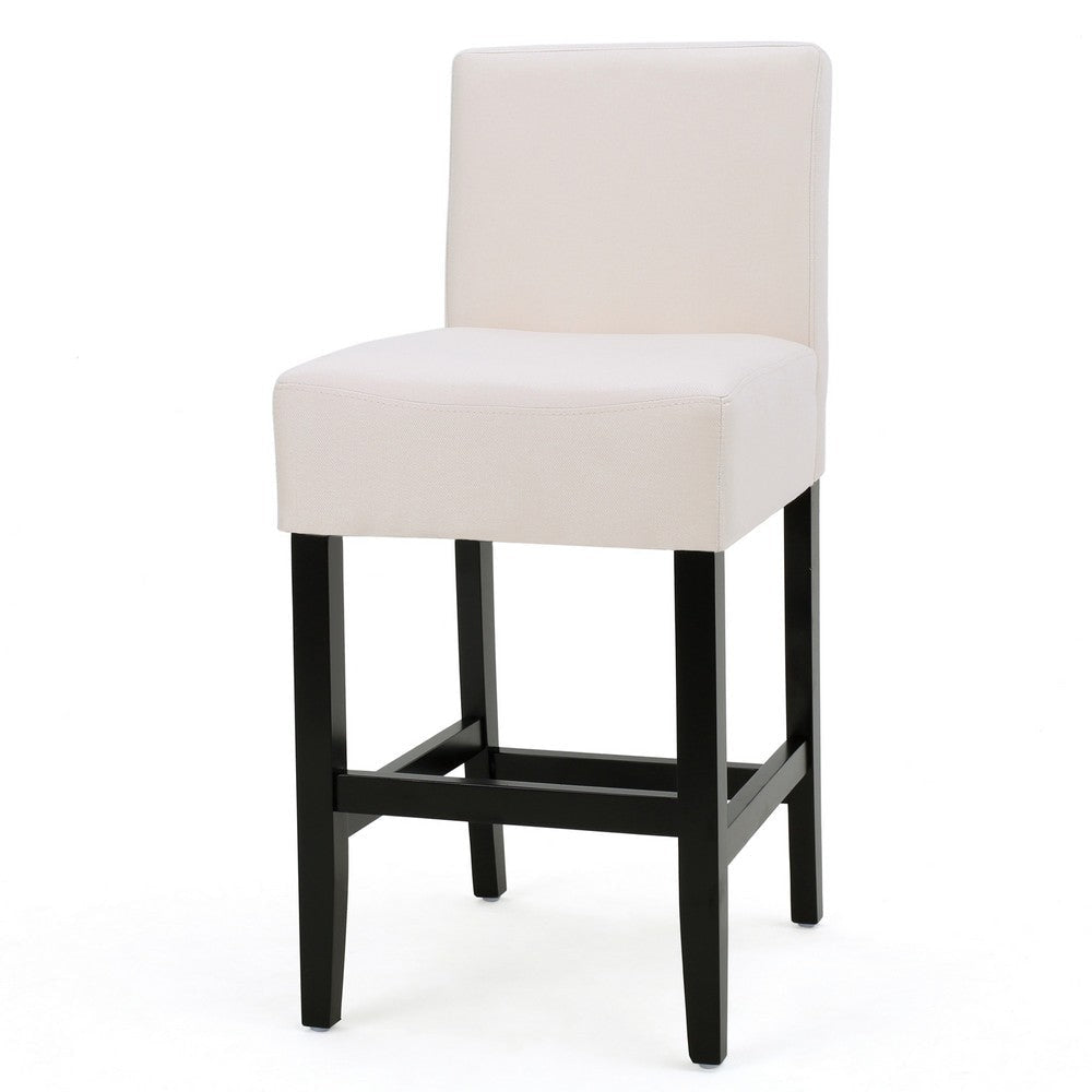 Kovey Counter Stool Chair Set of 2 | Metal Kickplate | Beige Polyester BM335210