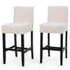 Kovey Counter Stool Chair Set of 2 | Metal Kickplate | Beige Polyester