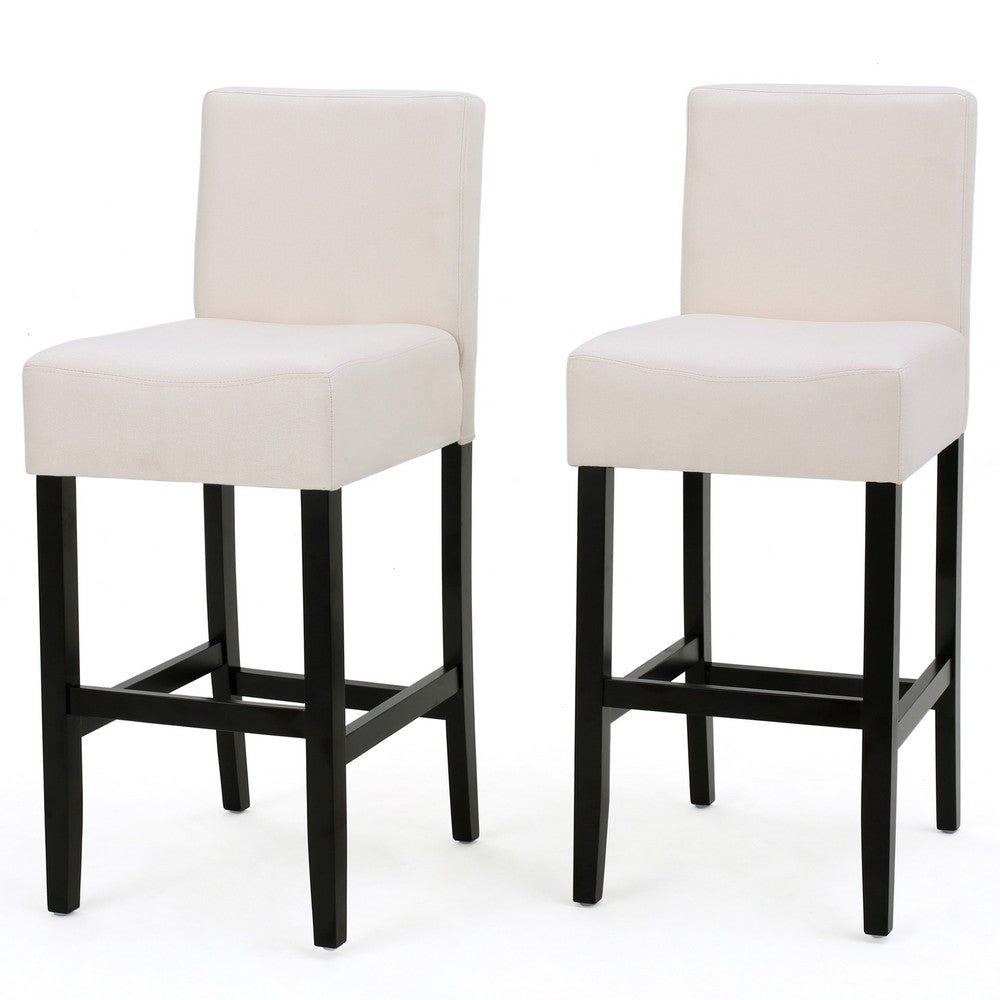 Kovey Counter Stool Chair Set of 2 | Metal Kickplate | Beige Polyester