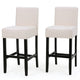 Kovey Counter Stool Chair Set of 2 | Metal Kickplate | Beige Polyester