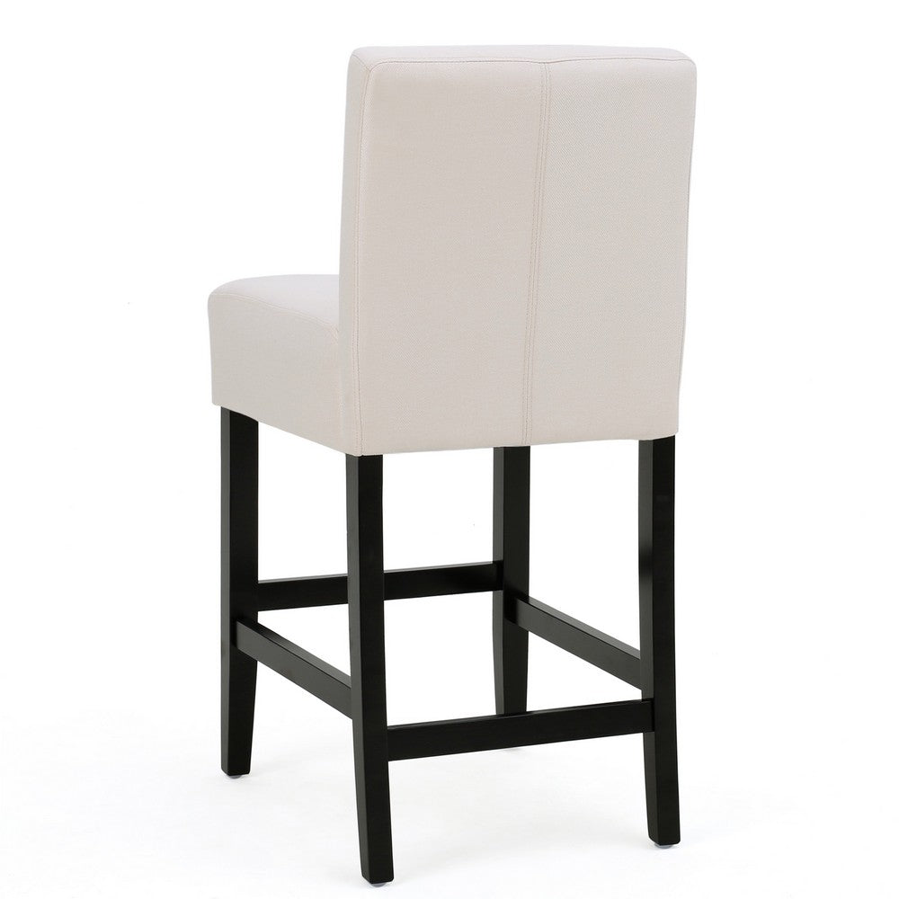 Kovey Counter Stool Chair Set of 2 | Metal Kickplate | Beige Polyester