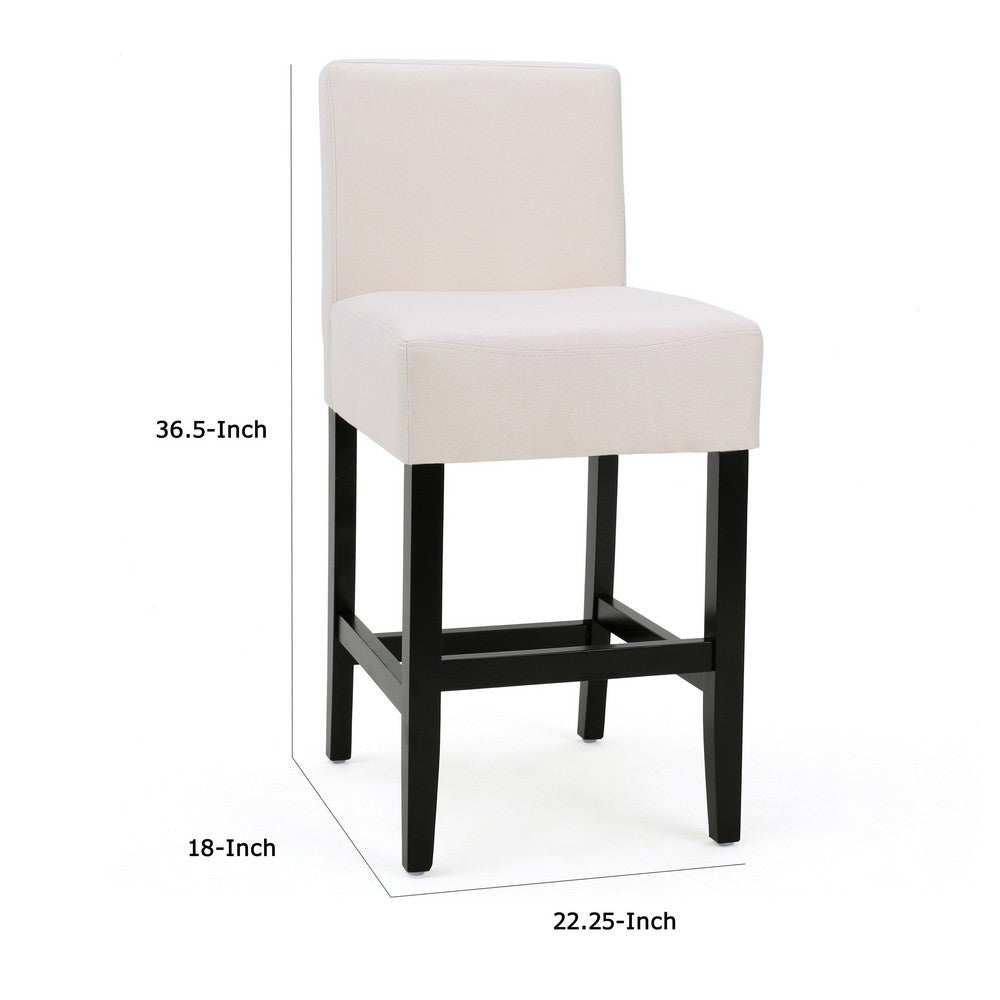 Kovey Counter Stool Chair Set of 2 | Metal Kickplate | Beige Polyester