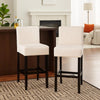 Kovey Counter Stool Chair Set of 2 | Metal Kickplate | Beige Polyester