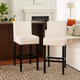 Kovey Counter Stool Chair Set of 2 | Metal Kickplate | Beige Polyester