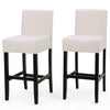 Kovey Counter Stool Chair Set of 2 | Metal Kickplate | Beige Polyester