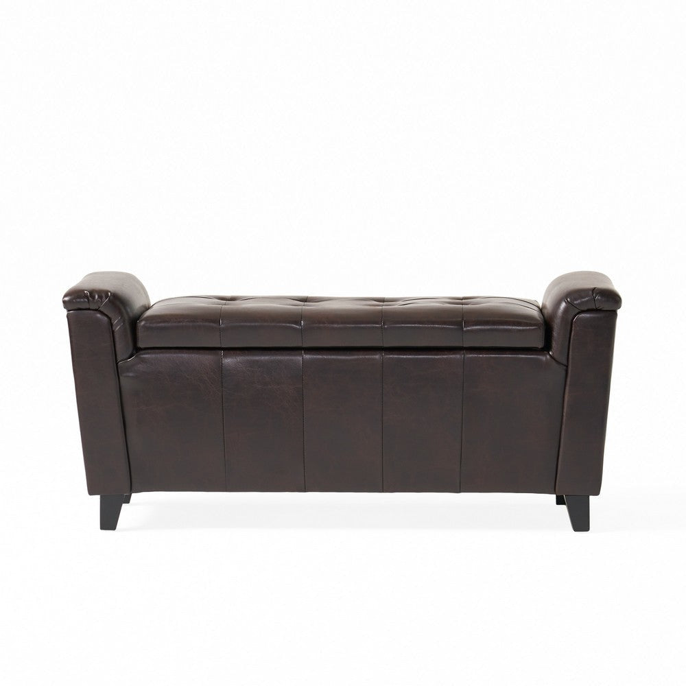 Kitty Storage Bench Footstool | Brown Waffle Tuft Faux Leather | 46’’ BM335211