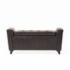 Kitty Storage Bench Footstool | Brown Waffle Tuft Faux Leather | 46"