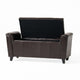 Kitty Storage Bench Footstool | Brown Waffle Tuft Faux Leather | 46"