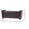 Kitty Storage Bench Footstool | Brown Waffle Tuft Faux Leather | 46"