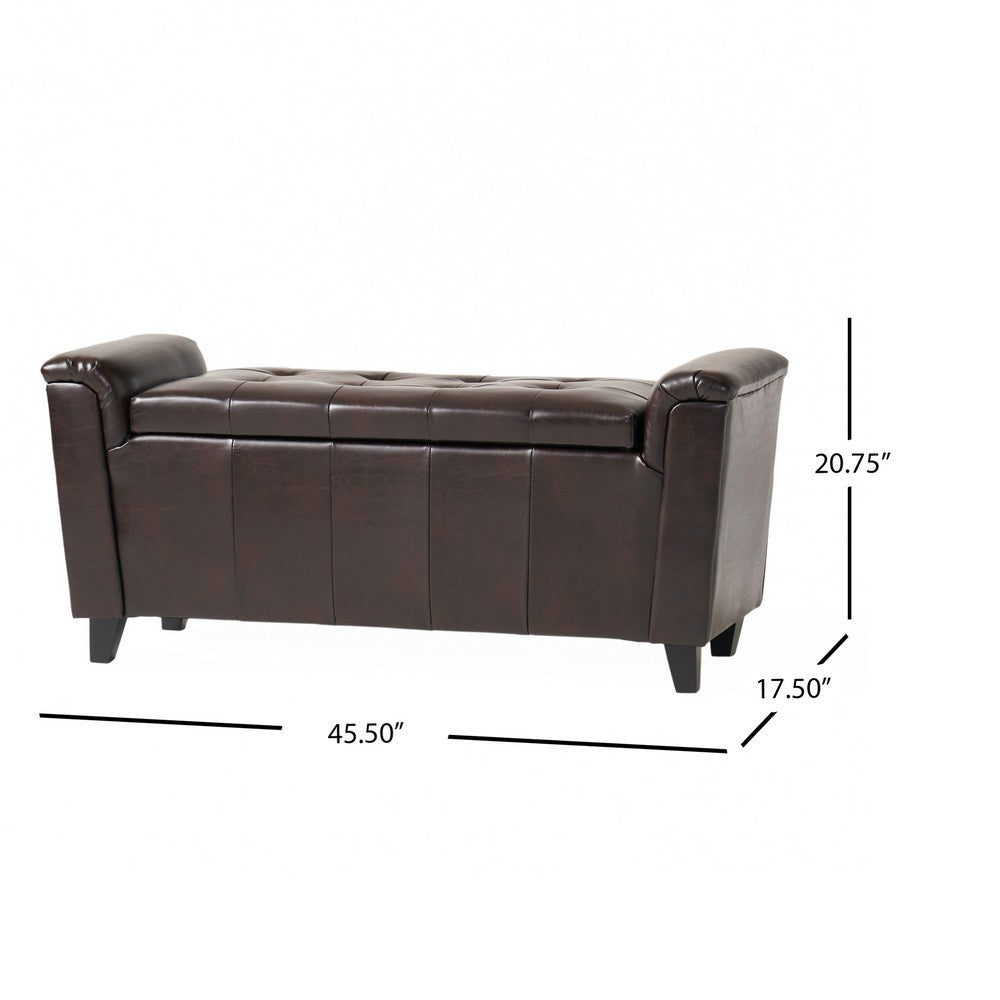 Kitty Storage Bench Footstool | Brown Waffle Tuft Faux Leather | 46"