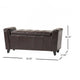 Kitty Storage Bench Footstool | Brown Waffle Tuft Faux Leather | 46"