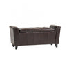 Kitty Storage Bench Footstool | Brown Waffle Tuft Faux Leather | 46"