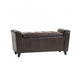 Kitty Storage Bench Footstool | Brown Waffle Tuft Faux Leather | 46"