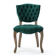 Magie Dining Chair Set of 2 | Wood Scrolled Legs | Green Tufted Velvet