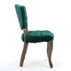Magie Dining Chair Set of 2 | Wood Scrolled Legs | Green Tufted Velvet