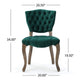 Magie Dining Chair Set of 2 | Wood Scrolled Legs | Green Tufted Velvet
