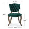 Magie Dining Chair Set of 2 | Wood Scrolled Legs | Green Tufted Velvet BM335212