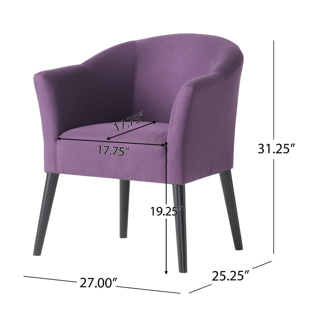 Onyx Armchair with Low Back Design | Birch Wood Frame | Plum Purple