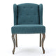 Zynx Accent Chair | Rubberwood Cabriole Legs | Button Tufted Teal Blue