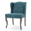Zynx Accent Chair | Rubberwood Cabriole Legs | Button Tufted Teal Blue