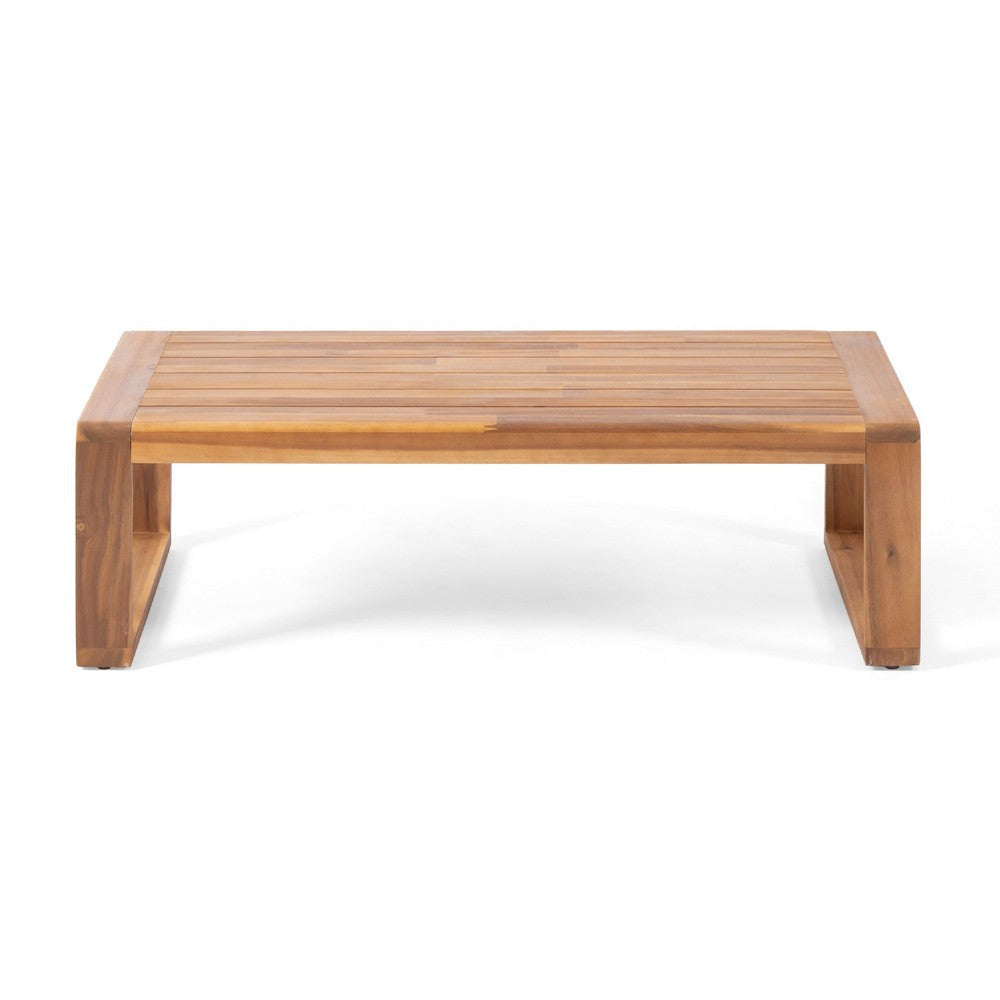 Eddy 2pc Patio Coffee Table and Loveseat Set | Brown Wood | Gray BM335215