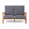 Eddy 2pc Patio Coffee Table and Loveseat Set | Brown Wood | Gray