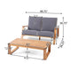 Eddy 2pc Patio Coffee Table and Loveseat Set | Brown Wood | Gray