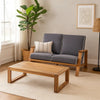 Eddy 2pc Patio Coffee Table and Loveseat Set | Brown Wood | Gray
