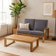 Eddy 2pc Patio Coffee Table and Loveseat Set | Brown Wood | Gray